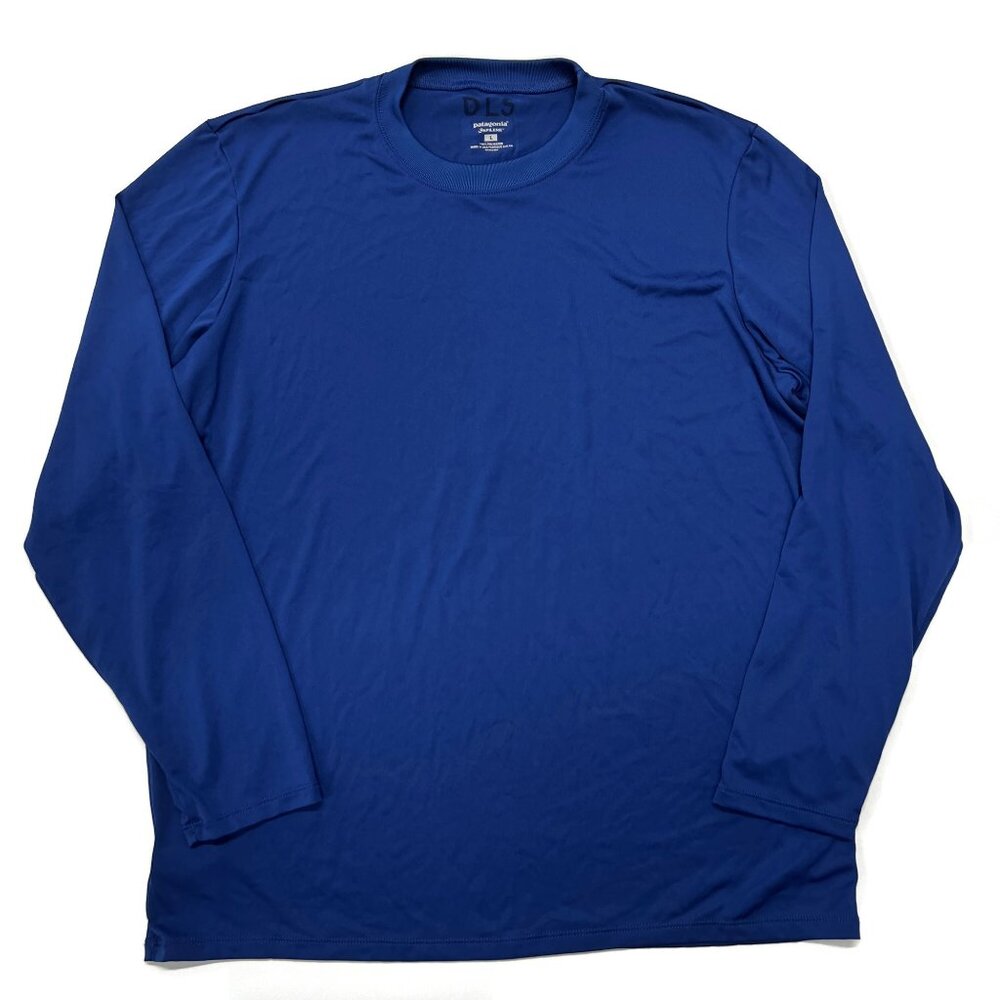 Patagonia Capilene Shirt Mens Large Blue Crew Long Sleeve USA Made T-Shirt Tee